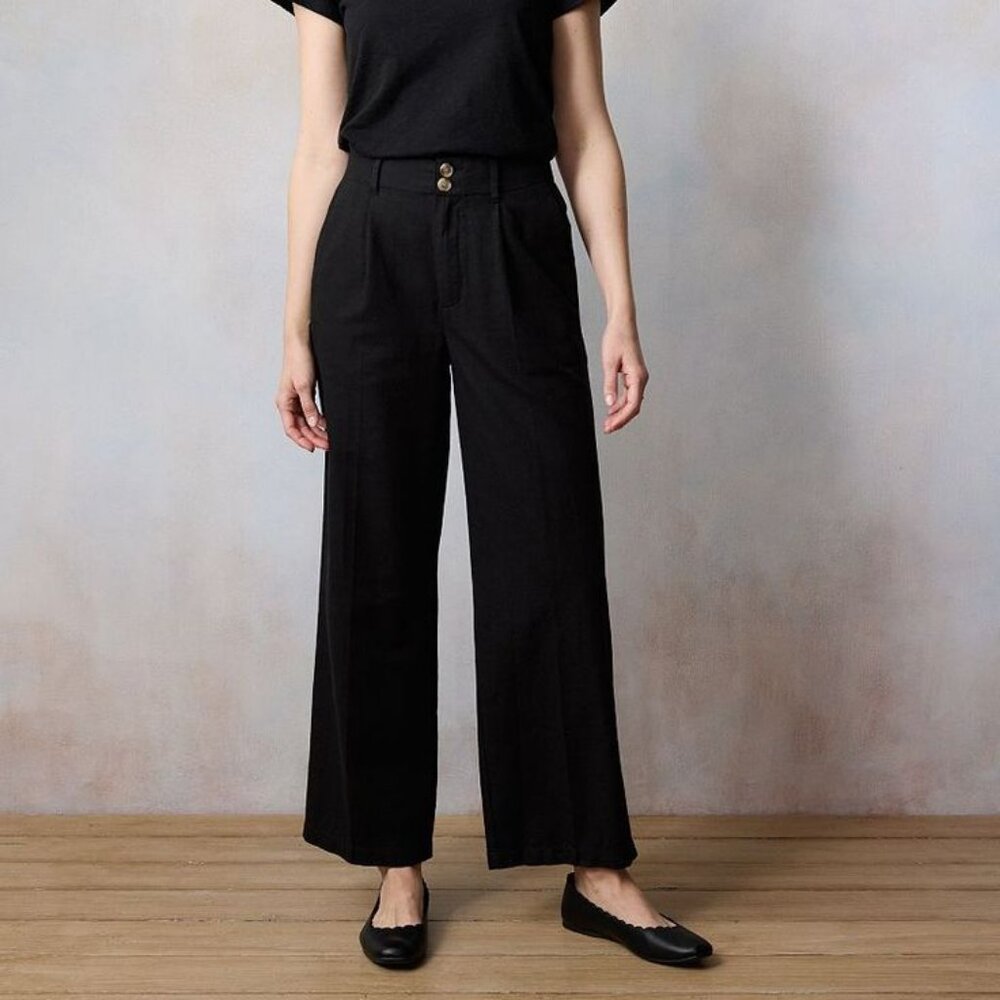 Lauren Conrad High Rise Wide Leg Pleated Pants 18 Short